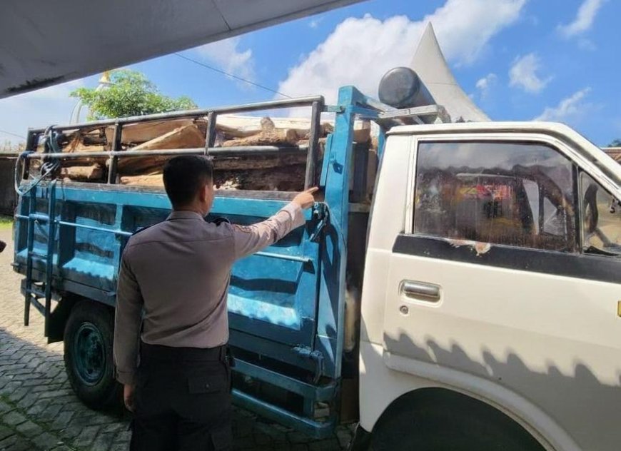 Truk Kayu Diamankan dalam Operasi Penindakan Polisi
